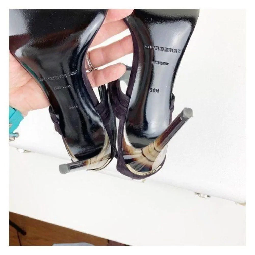 Burberry Marham Purple Suede Trench Ankle Wrap Ombré Heel‎ Buckle Sandal 9